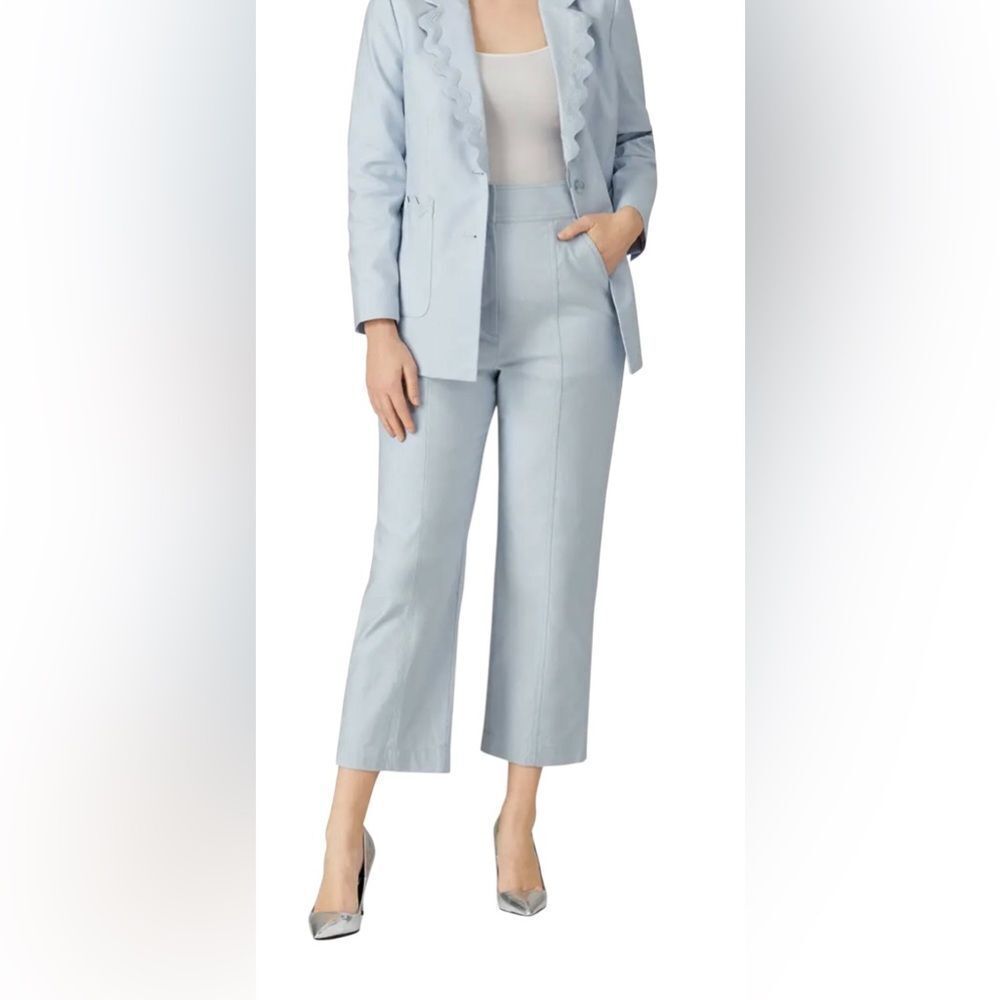 Rebecca Taylor NYC Blue Slub Suiting Pants Size 8